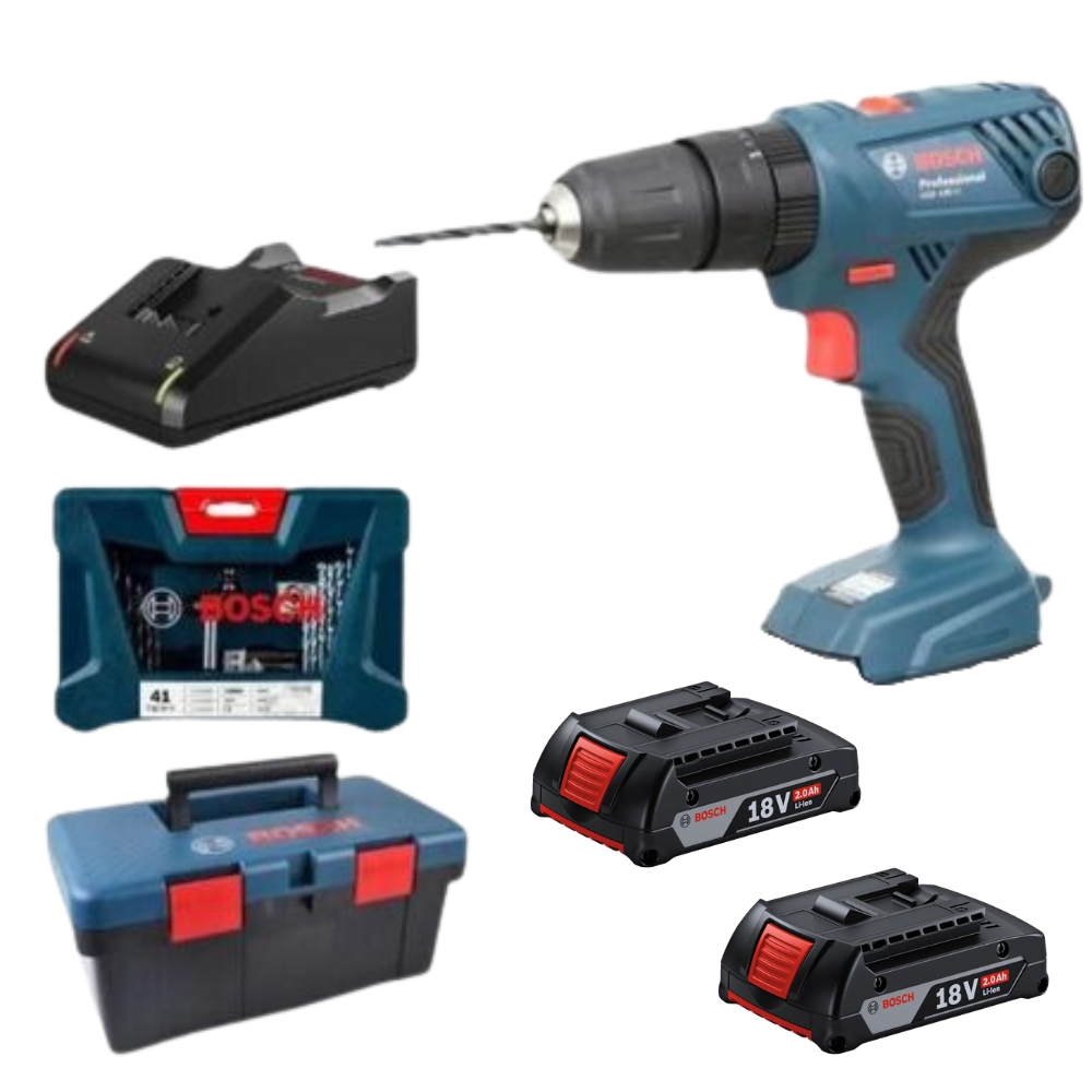 Bosch – Cordless Impact Drill Kit GSB 180-LI With 41 Piece & Case – 2Ah Battery