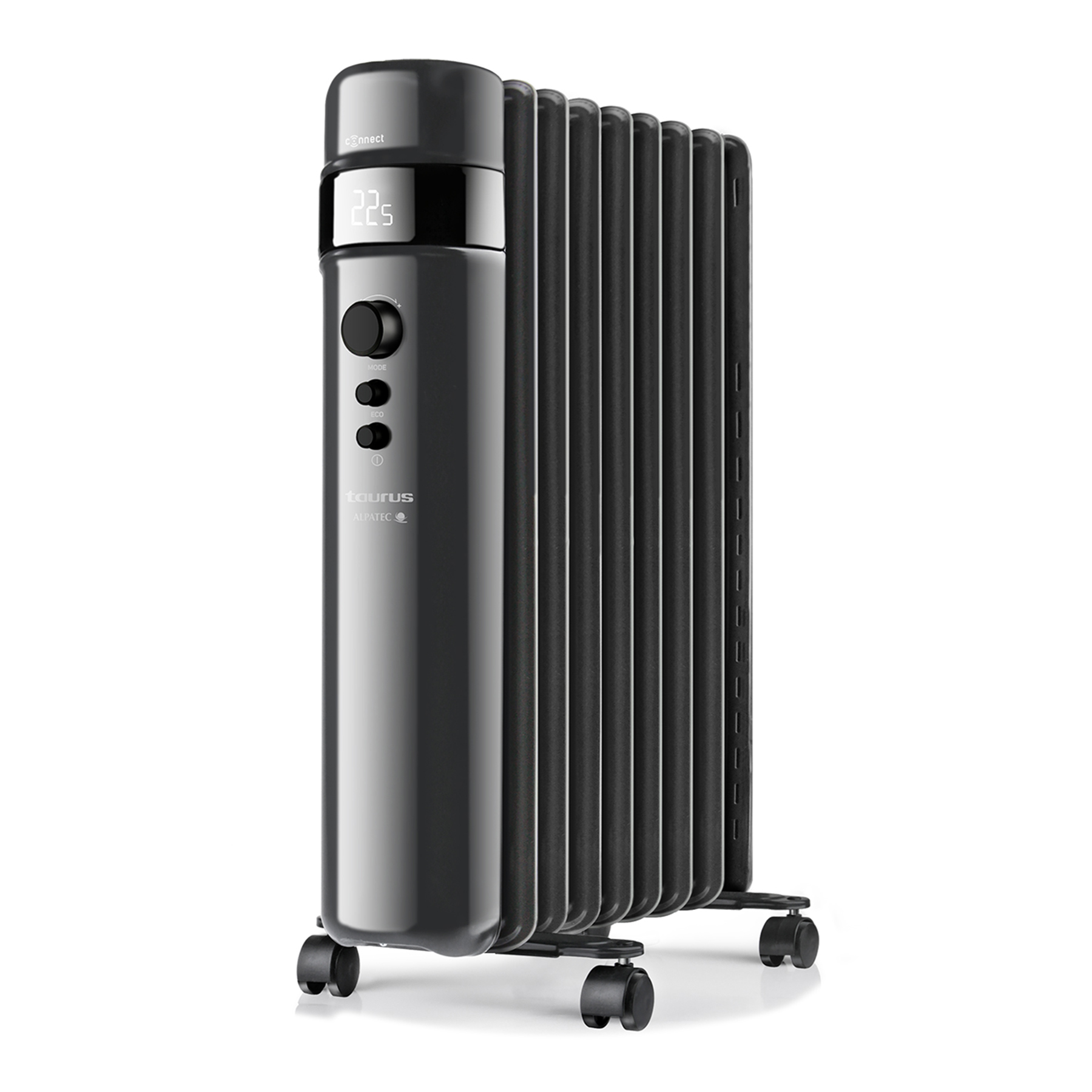 Taurus Heater 9 Fin Oil Filled Steel Black Wifi Enabled 3Heat Settings