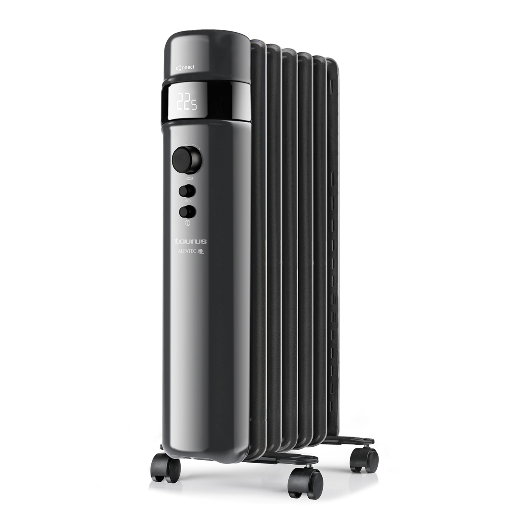 Taurus Heater 7 Fin Oil Filled Steel Black Wifi Enabled 3Heat Settings