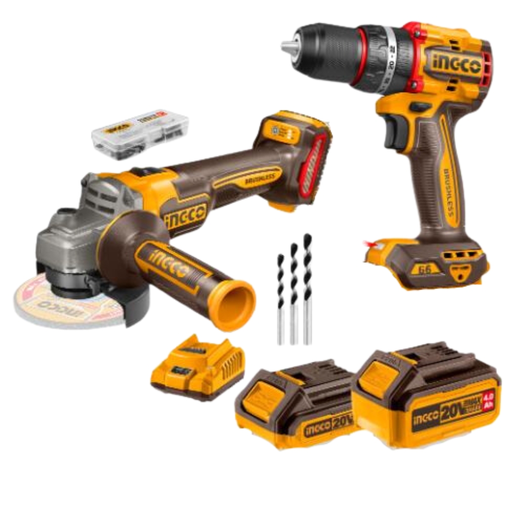 Ingco – Cordless Compact Impact Drill with Cordless Angle Grinder Combo