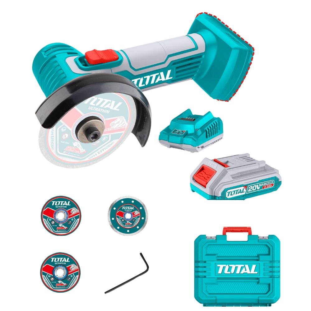 TOTAL – Mini Cut-off Tool Kit 76MM – 20V with 2.0Ah Battery and Charger