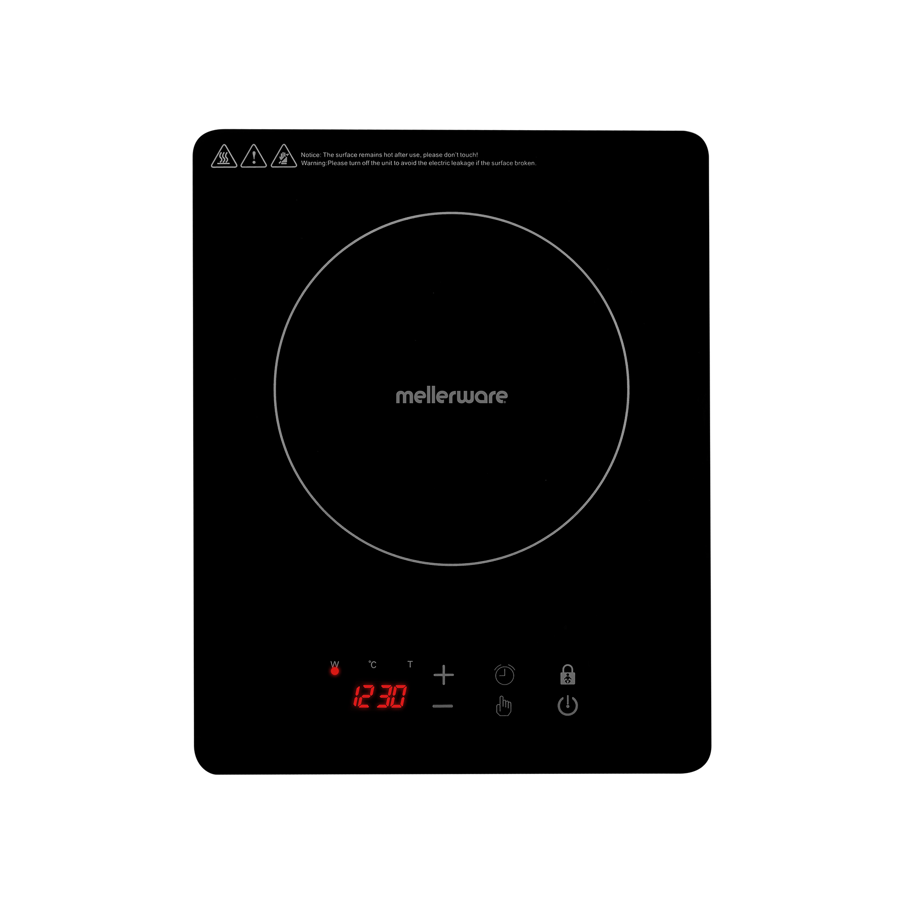 Mellerware Induction Cooker Single Glass Black 1800W “Capri”