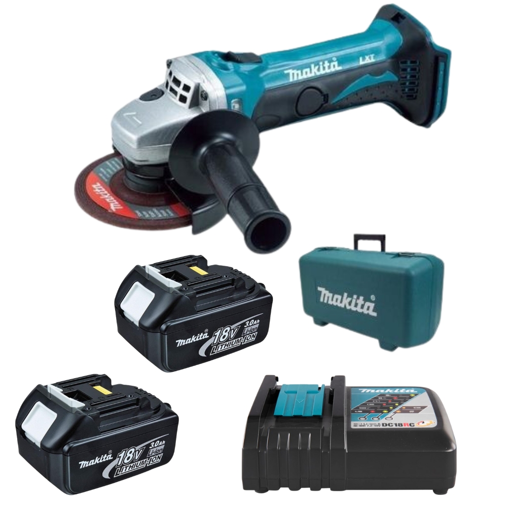 Makita – Angle Grinder DGA452ZK with 2 x 3.0Ah Batteries and Charger