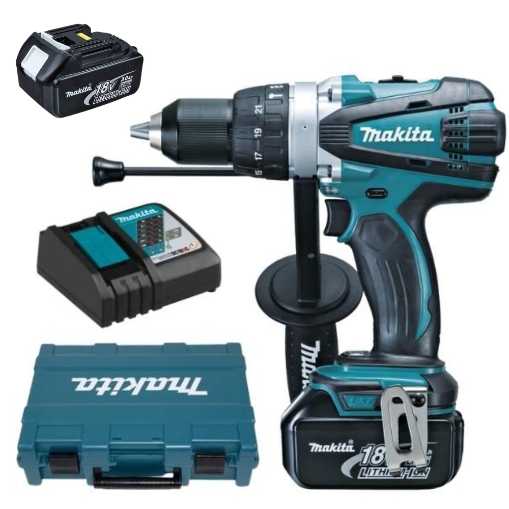 Makita – Impact Drill DHP458ZK with 2 x 3.0Ah Batteries & Charger