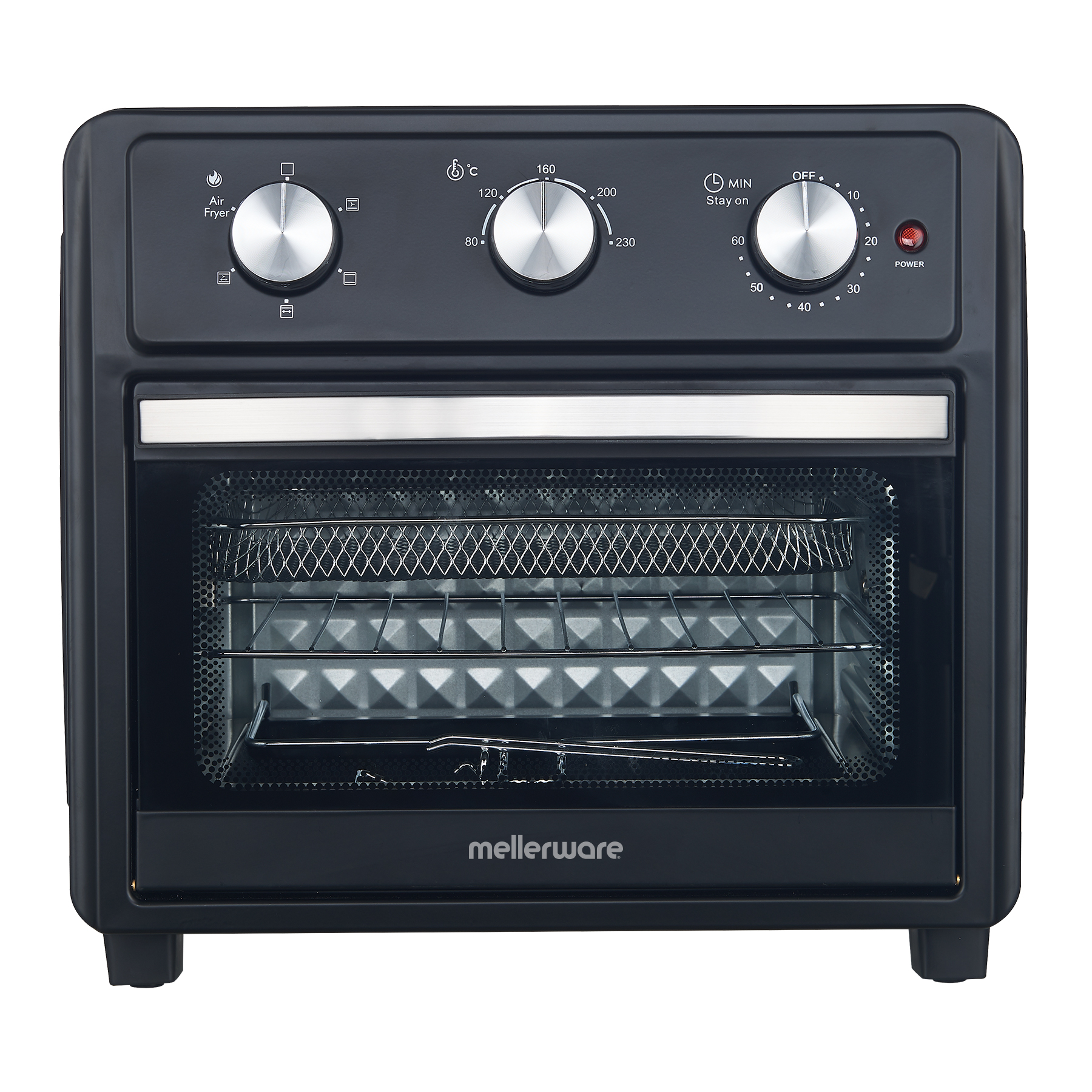 Mellerware Air Fryer Manual Operation Steel Black 23L 1700W “MaxiCrisp”