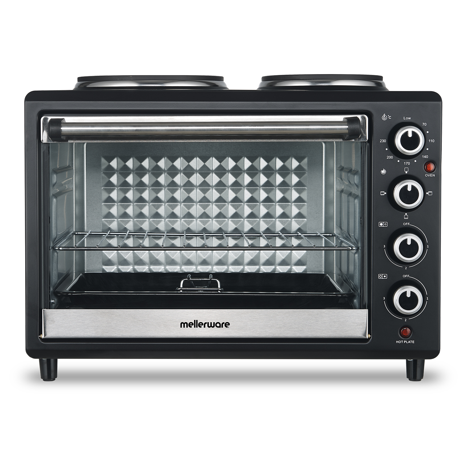 Mellerware – Mini Oven With Solid Hotplates Black 30L 3250W “Horizon 30”