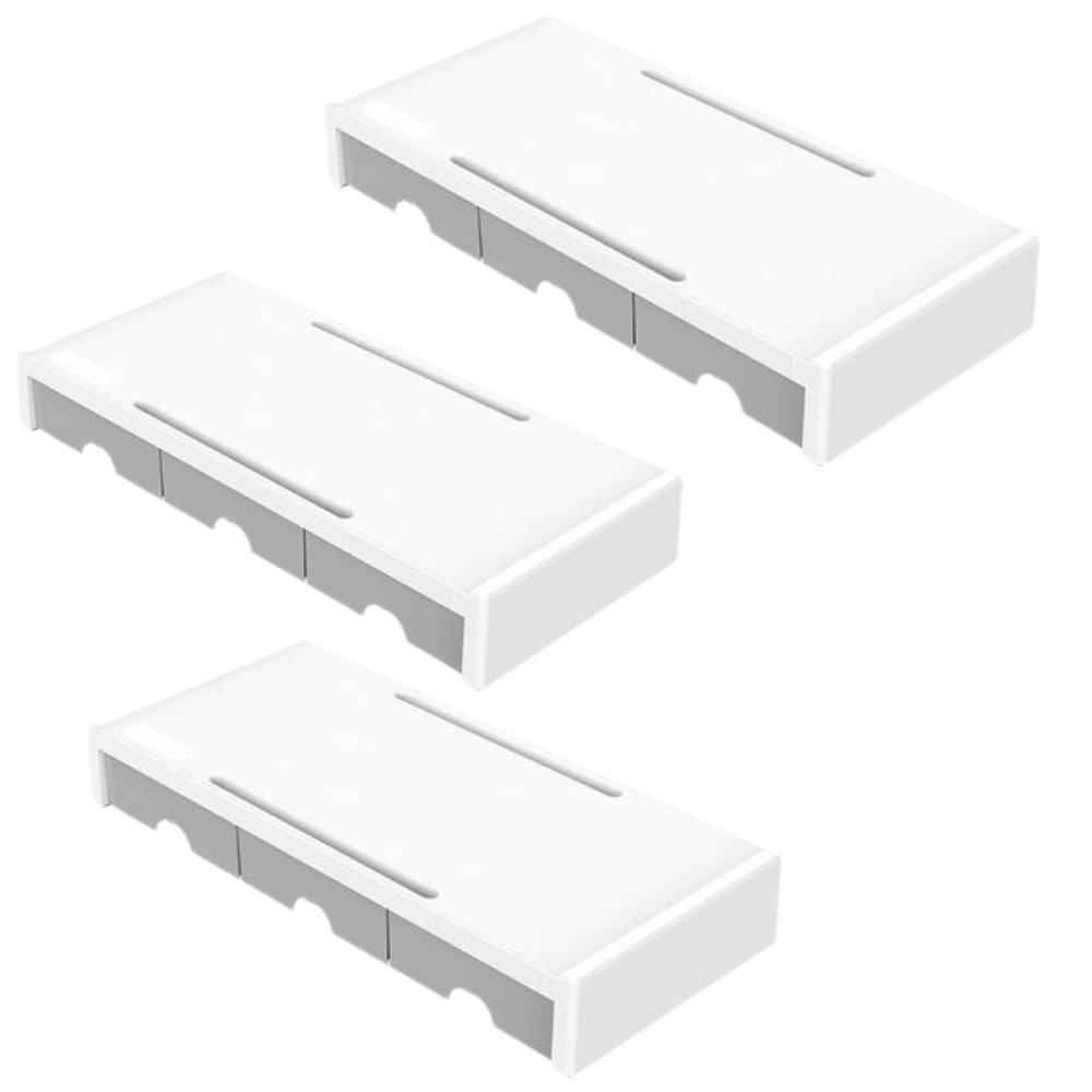 Orico – 3 Drawer Monitor Stand Riser (White/Grey) – Pack of 3
