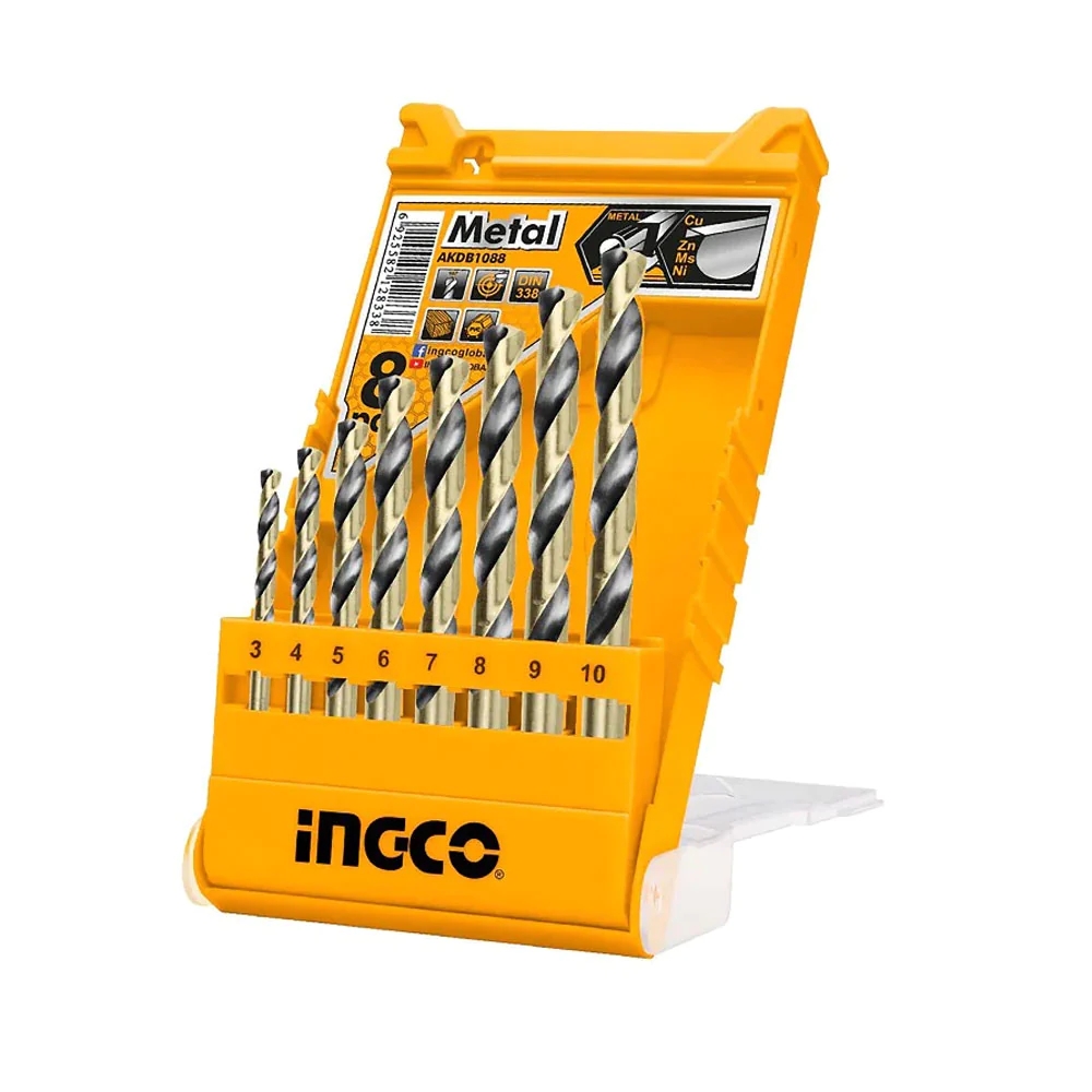 Ingco – Steel Hss Twist Drill Bits Set – 3mm To 10mm – 8 Pieces