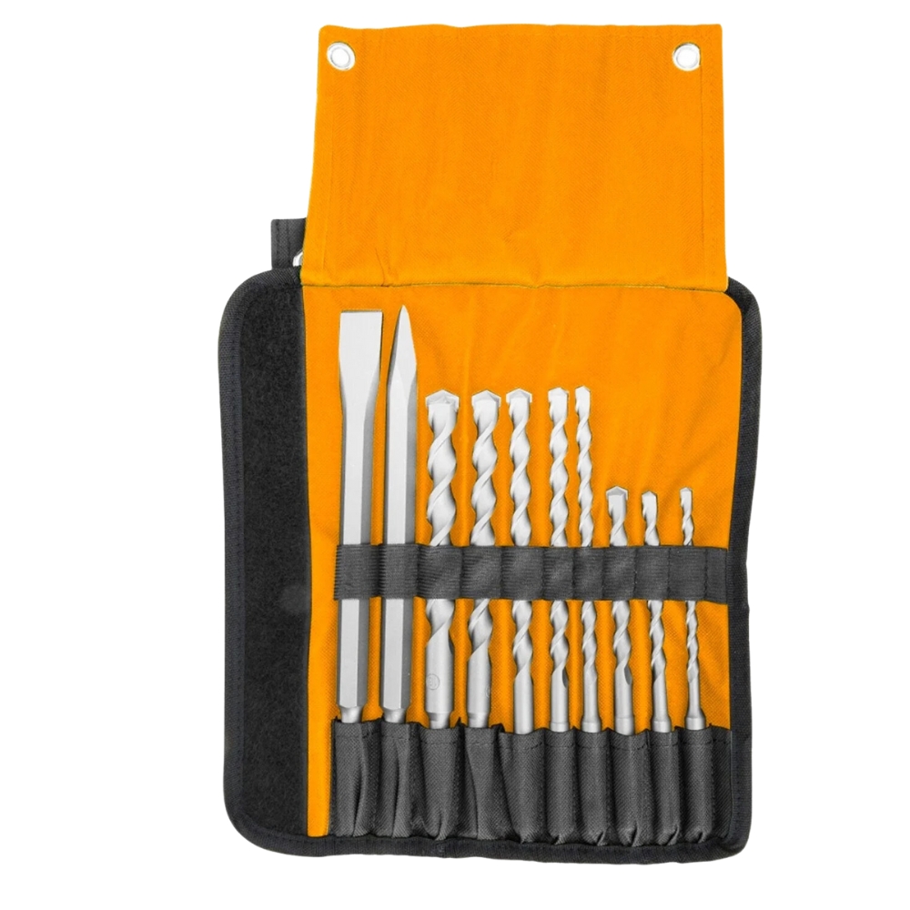 Ingco – Hammer Drill Bits And Chisel Set – 10 Pieces