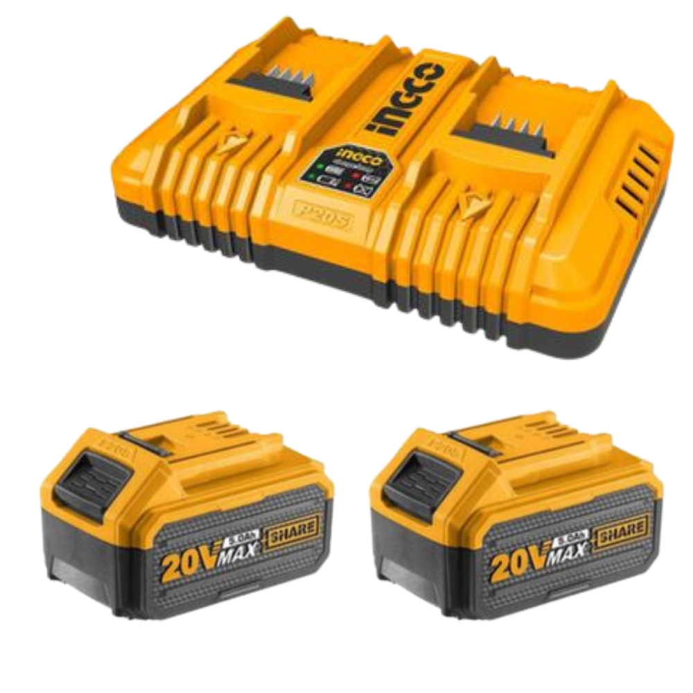 Ingco – Fast Intelligent Dual Charger with 2 x 5.0Ah Battery Packs