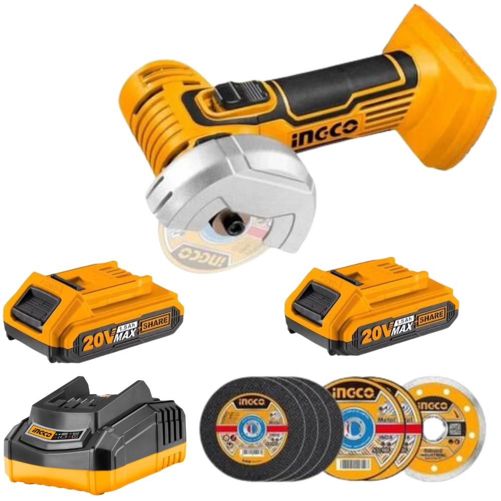 Ingco – Li-Ion – Mini Cut-off Tool/Grinder with 2 x 1.5Ah Battery & Charger