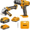 Ingco – Li-Ion Cordless Drill & Angle Grinder with 4.0Ah Battery Ingco – Li-Ion Cordless Drill & Angle Grinder with 4.0Ah Battery