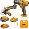 Ingco – Li-Ion Cordless Drill & Angle Grinder with 5.0Ah Battery Ingco – Li-Ion Cordless Drill & Angle Grinder with 5.0Ah Battery