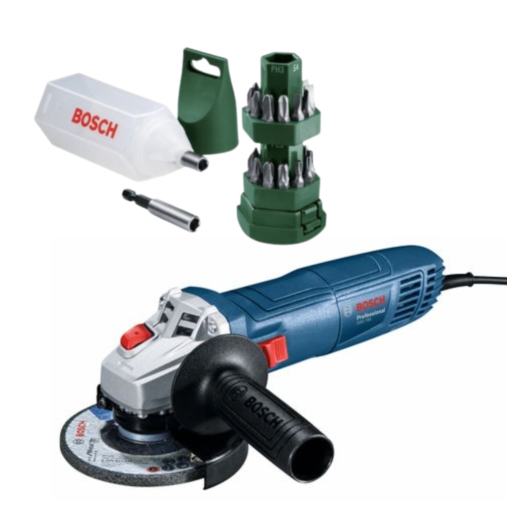 Bosch – Angle Grinder (GWS 700) With 24 Piece Screwdriver Dispenser Set