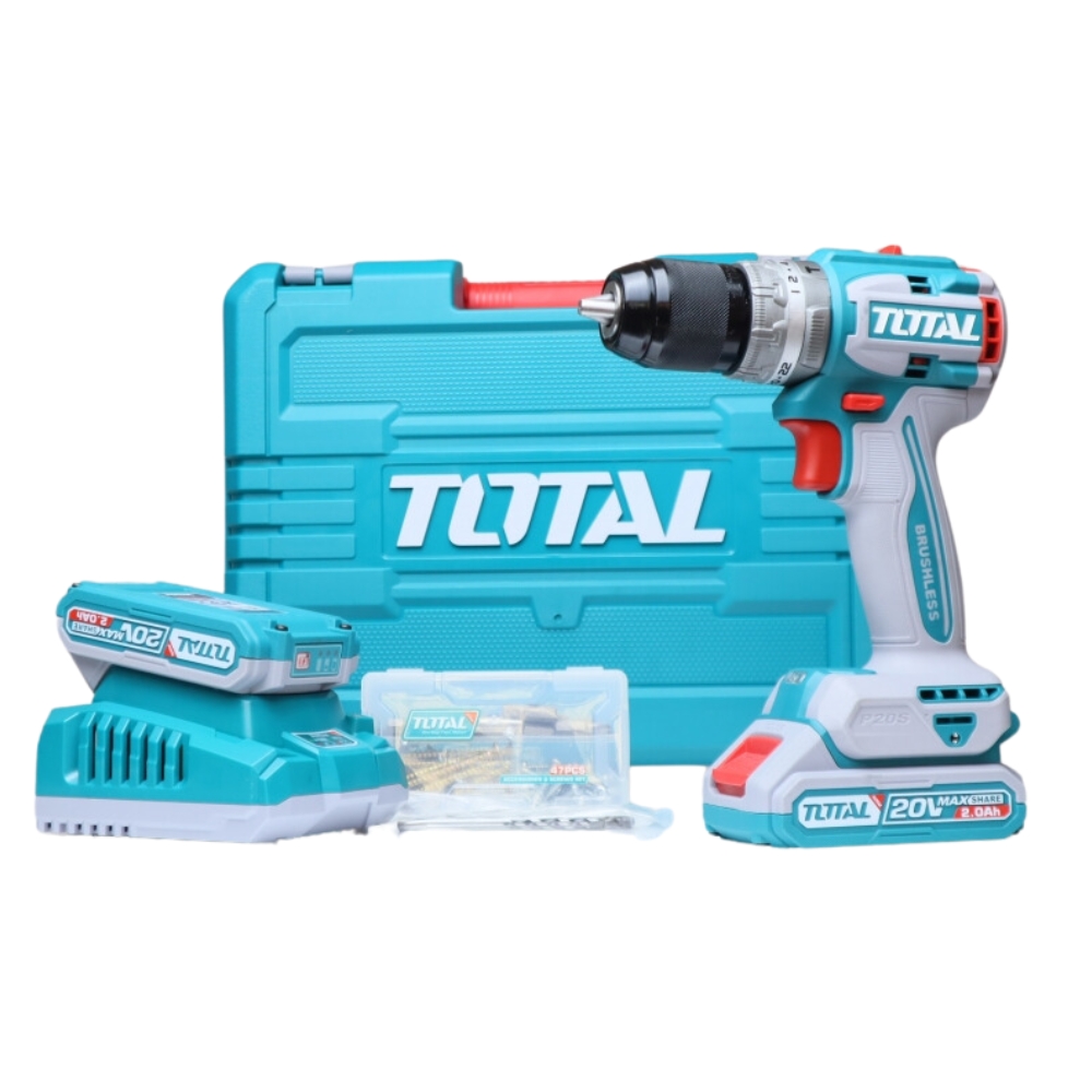 Total – Lithium-Ion Compact Brushless Impact Drill Kit – 20V – 60NM
