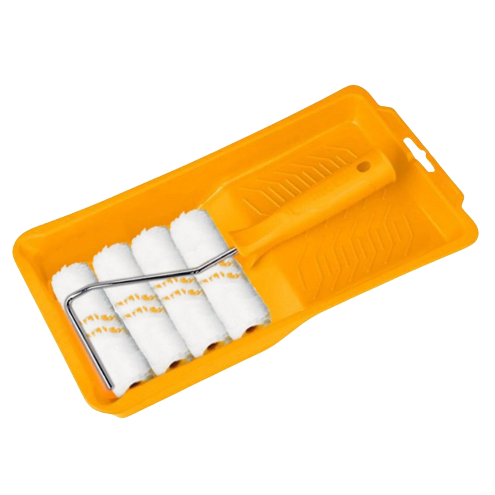 Ingco – 6 In 1 Cylinder Paint Roller With Tray Set 4″ (Micro Fibre)