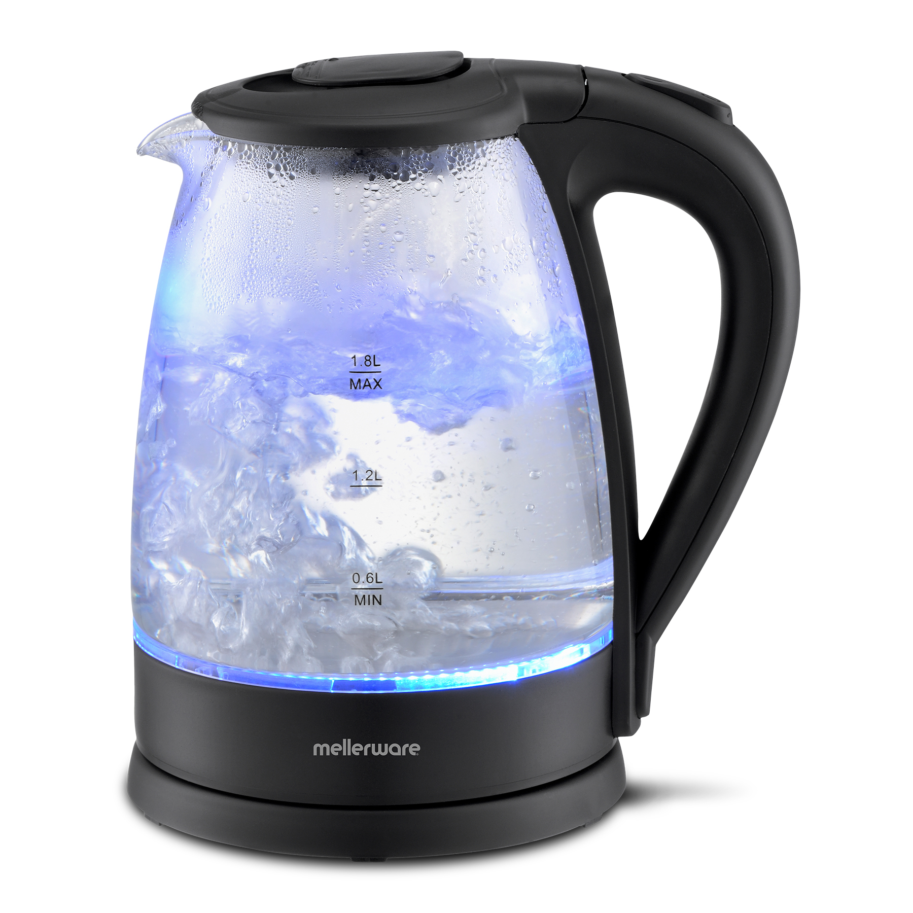 MellerwareK ettle 360 Degree Cordless Glass Black 1.8L 2200W “Storm”