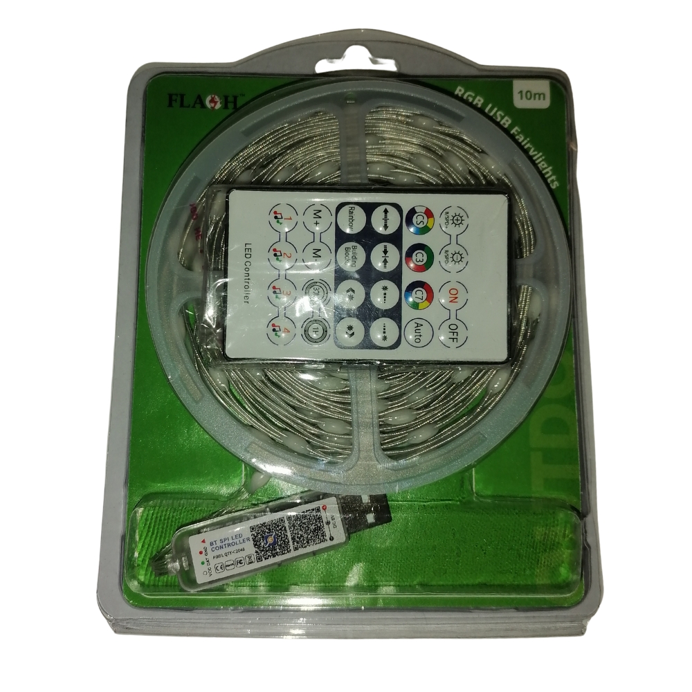 Flash – RGB USB FairyLights with Remote Control – 10m