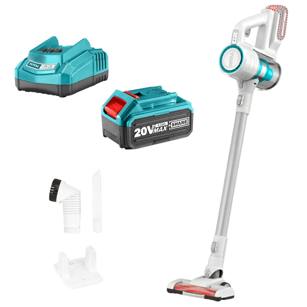 Total Tools – Li-Ion Vacuum Cleaner – 0.8L with 4.0Ah Battery and Charger