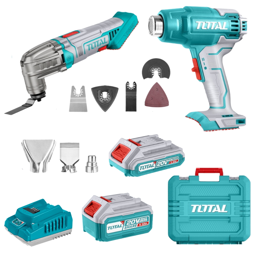 Total Tools- Cordless Multi-Tool with Heat Gun, 2Ah & 4Ah Battery & Charger