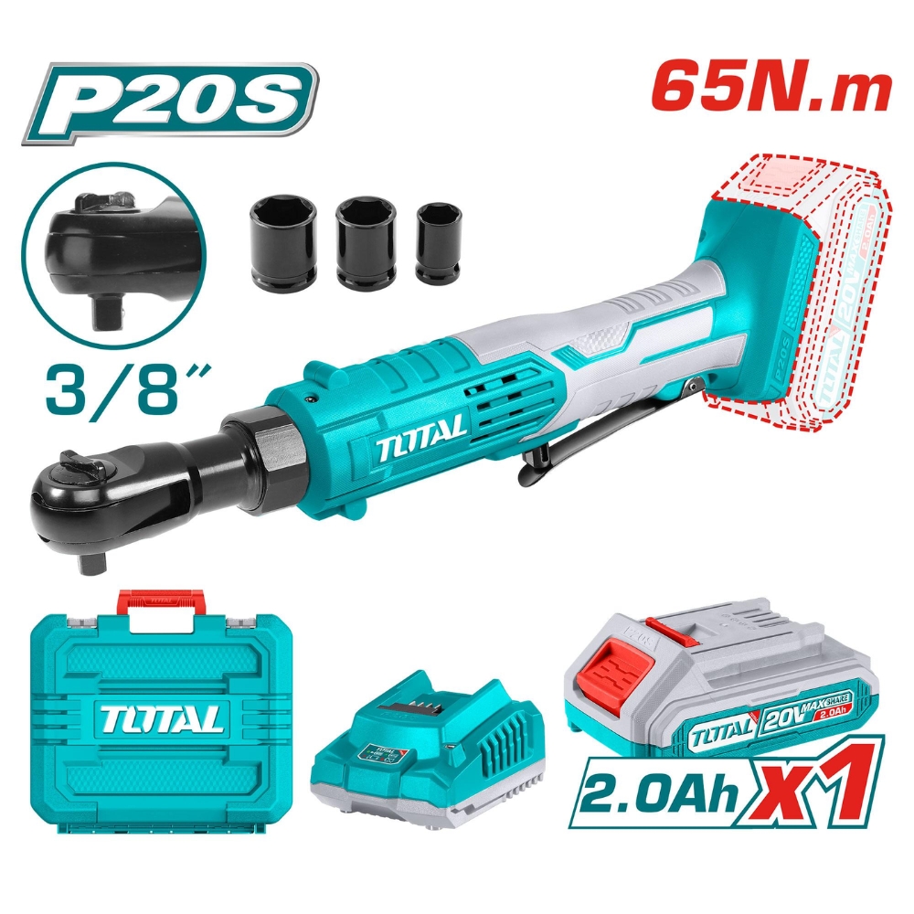Total – Cordless Drive Ratchet (65N.m) with 2.0Ah Battery & Charger