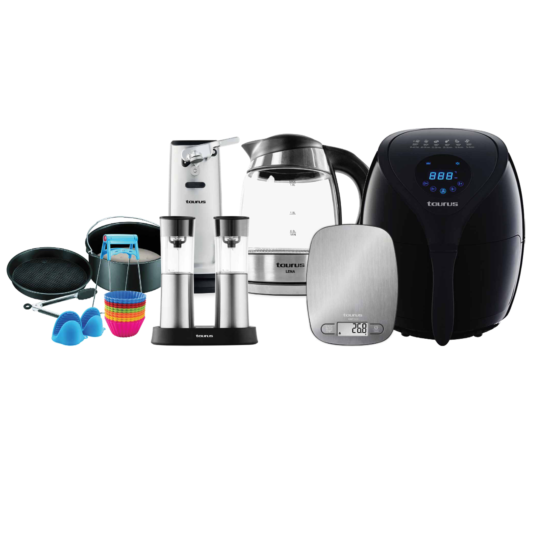 Pack 6 Piece Air Fryer+Kettle+Can Opener+Scale+Salt & Pepper Grinder+Air Fryer Accessory Set