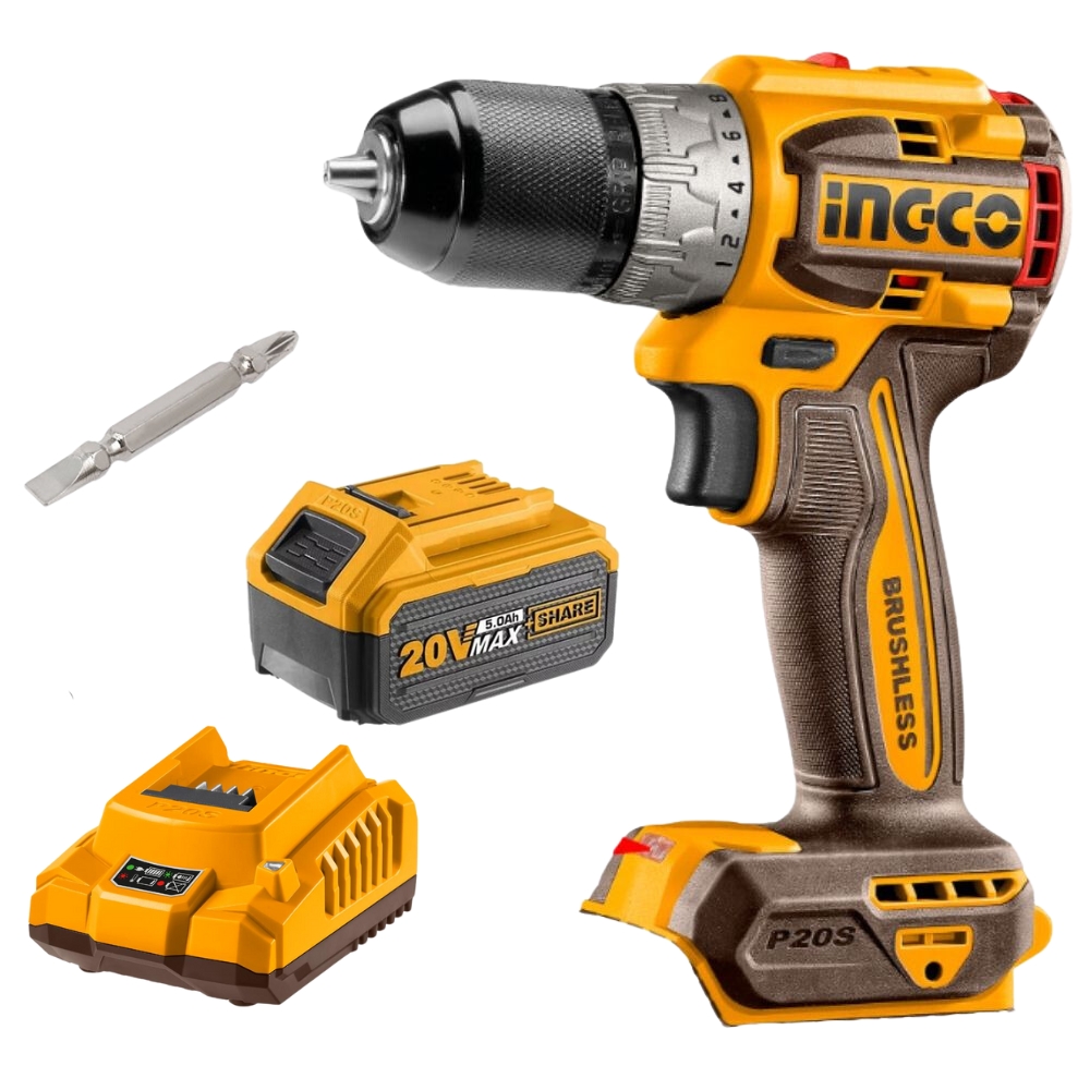 Ingco – Cordless Drill – Compact – 60NM with 5.0Ah Battery & Charger