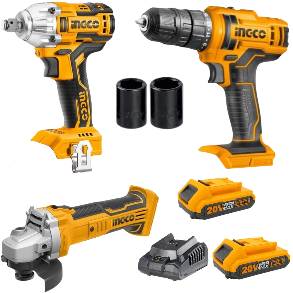 Ingco – Impact Wrench 300Nm with Drill (Machine/Tool Only) & Angle Grinder