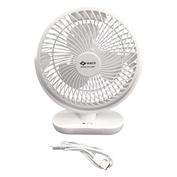 Waco Rechargeable Mini Fan with LED Light – 8W – White
