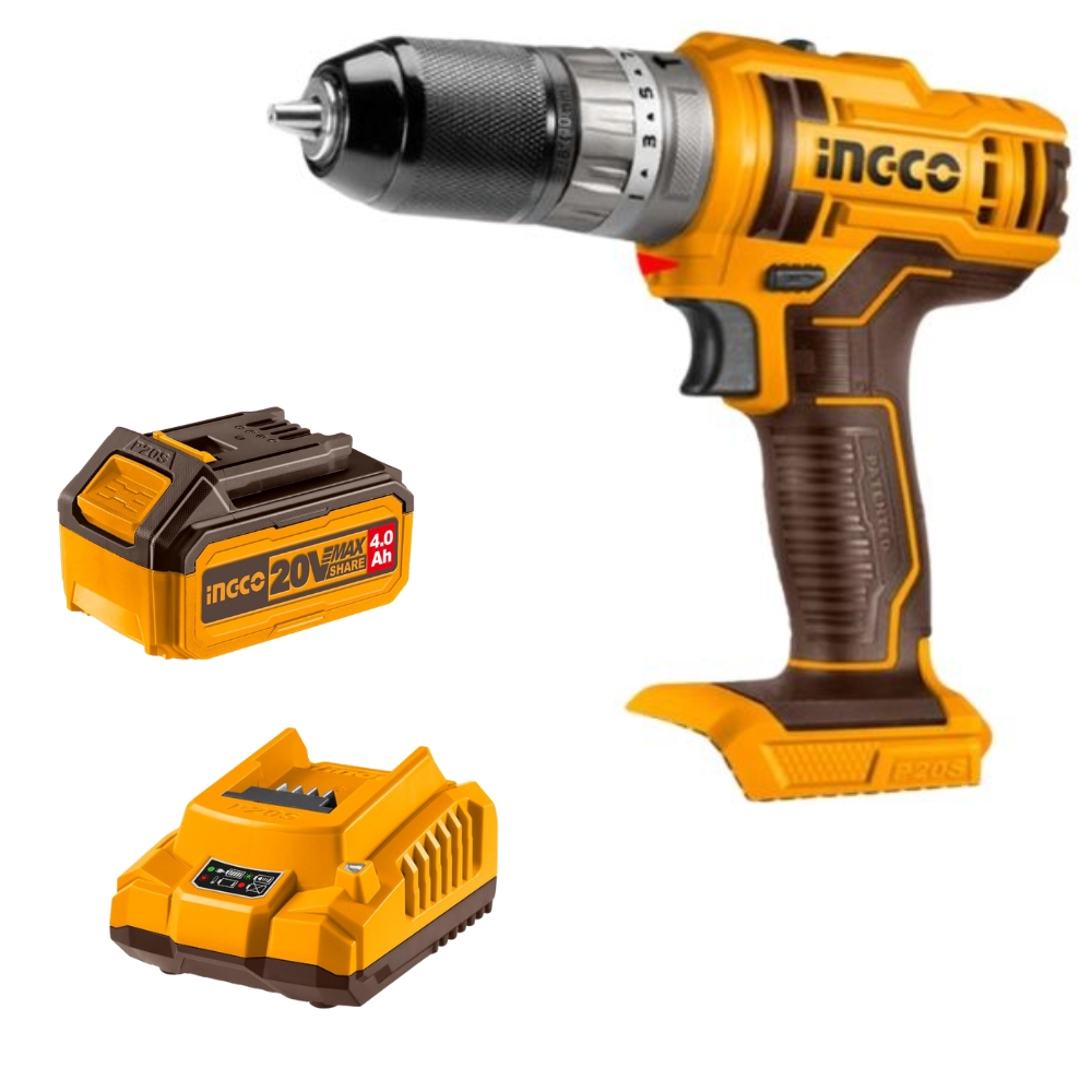 Ingco – Lithium – Ion Impact Drill (20V) with 4.0Ah Battery & Charger