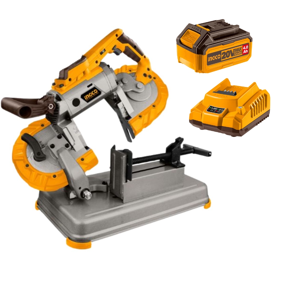 Ingco-Lithium-Ion Cordless Band Saw (20V) with 4.0Ah Battey and Charger