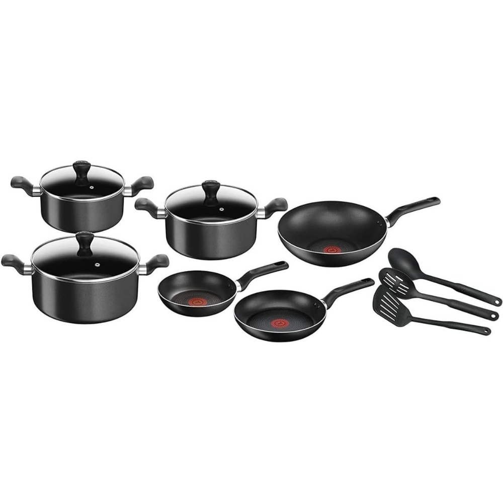 Tefal – Super Cook Non-Stick With Thermo-Spot 12 Pce Cooking Set – Black