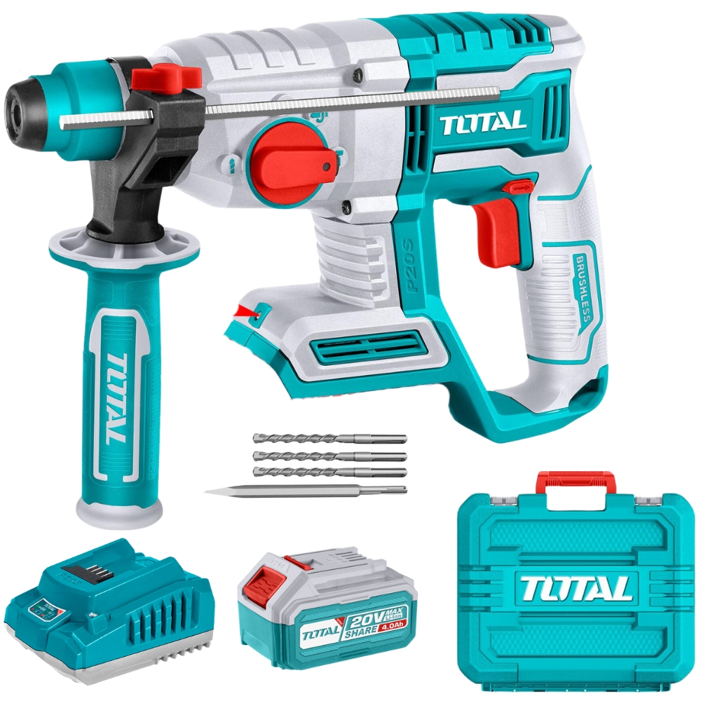 Total Tools – Rotary Hammer Brushless – 20V with 4.0Ah Battery & Charger