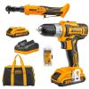 Ingco – Cordless Drill & Drive Ratchet with 2x 2.0Ah Batteries,Charger, Bag Ingco – Cordless Drill & Drive Ratchet with 2x 2.0Ah Batteries,Charger, Bag
