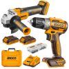Ingco – Cordless Drill (52Nm) and Grinder with 2 x 2Ah Batteries & Charger Ingco – Cordless Drill (52Nm) and Grinder with 2 x 2Ah Batteries & Charger