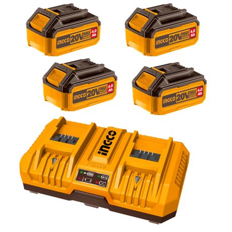 Ingco – Fast Intelligent Dual Charger with 4 x 4.0Ah Batteries
