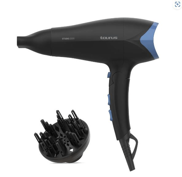 Taurus 2500W Hair Dryer Foldable 2 Speed Black “Studio 2500”