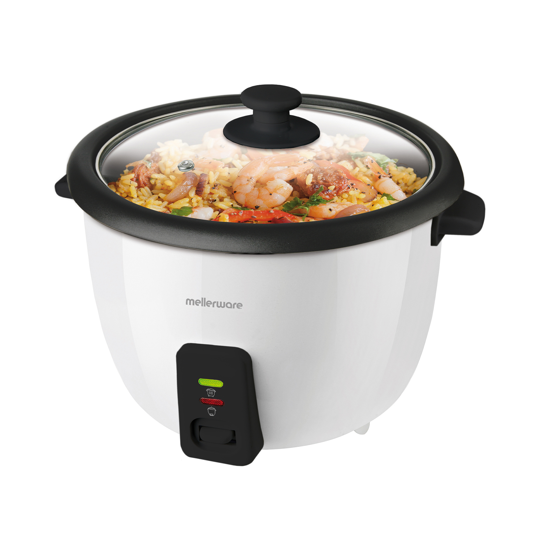Mellerware Rice Cooker With Glass Lid Plastic White 600ml 300W