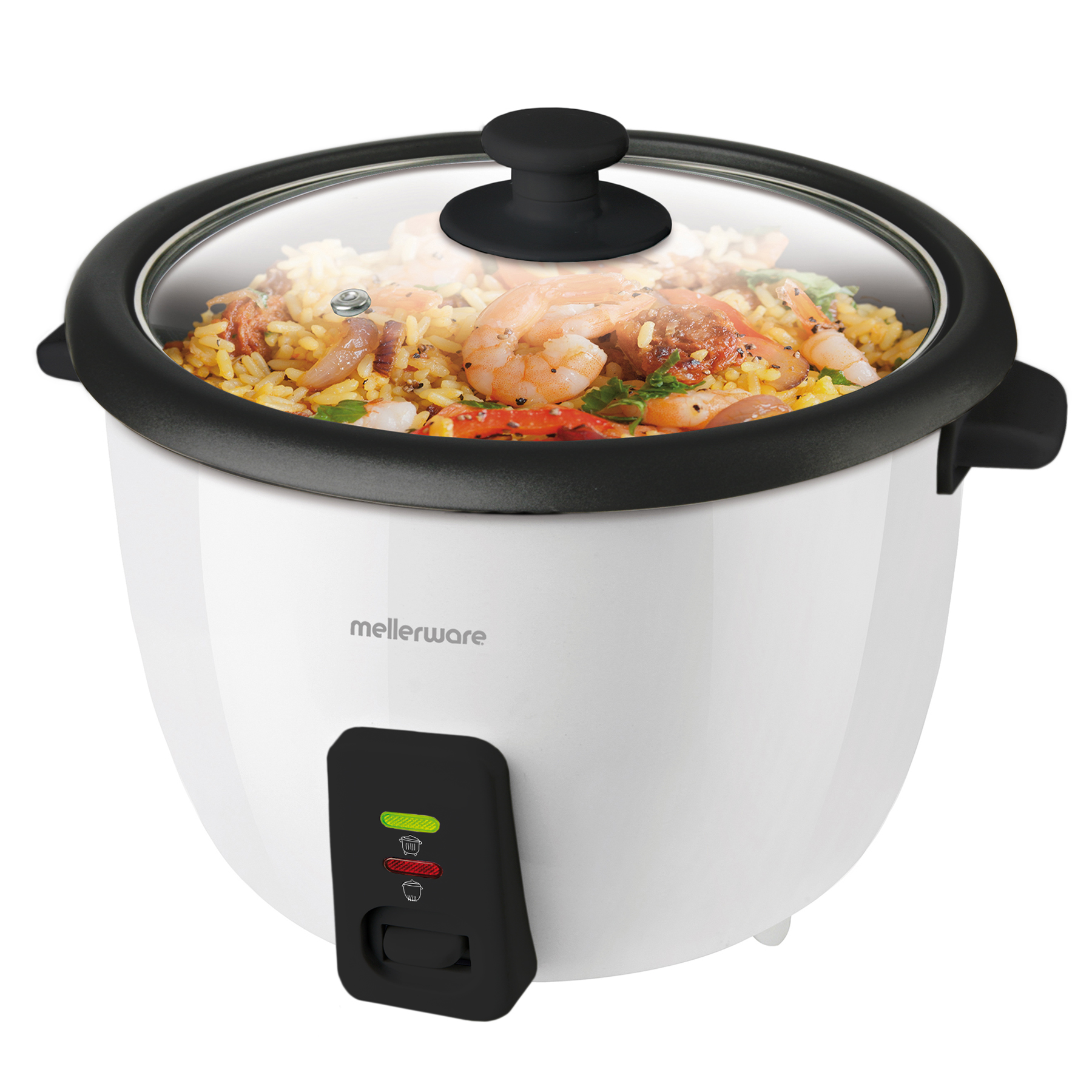 Mellerware Rice Cooker With Glass Lid Plastic White 1.8L 700W
