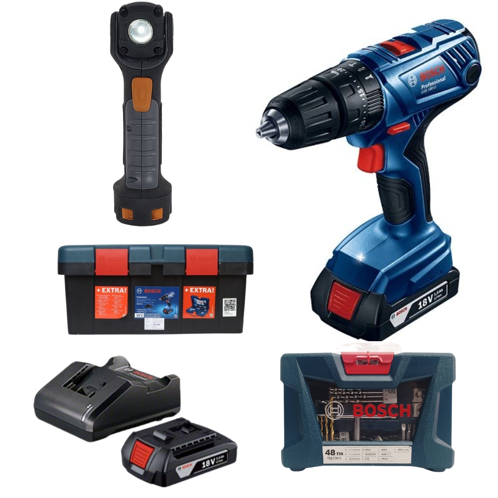 Bosch – Impact Drill Kit GSB180-LI With 41Piece with Pro Pivot Plus Light