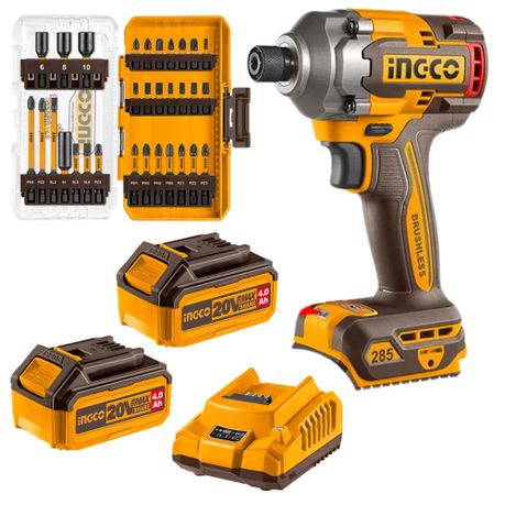Ingco – 20V Cordless Impact Driver – 285Nm Kit with 31 pce Screwdriver Set
