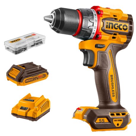 Ingco – Cordless Drill – Brushless – 55NM 20V – 1 x 2.0Ah Battery