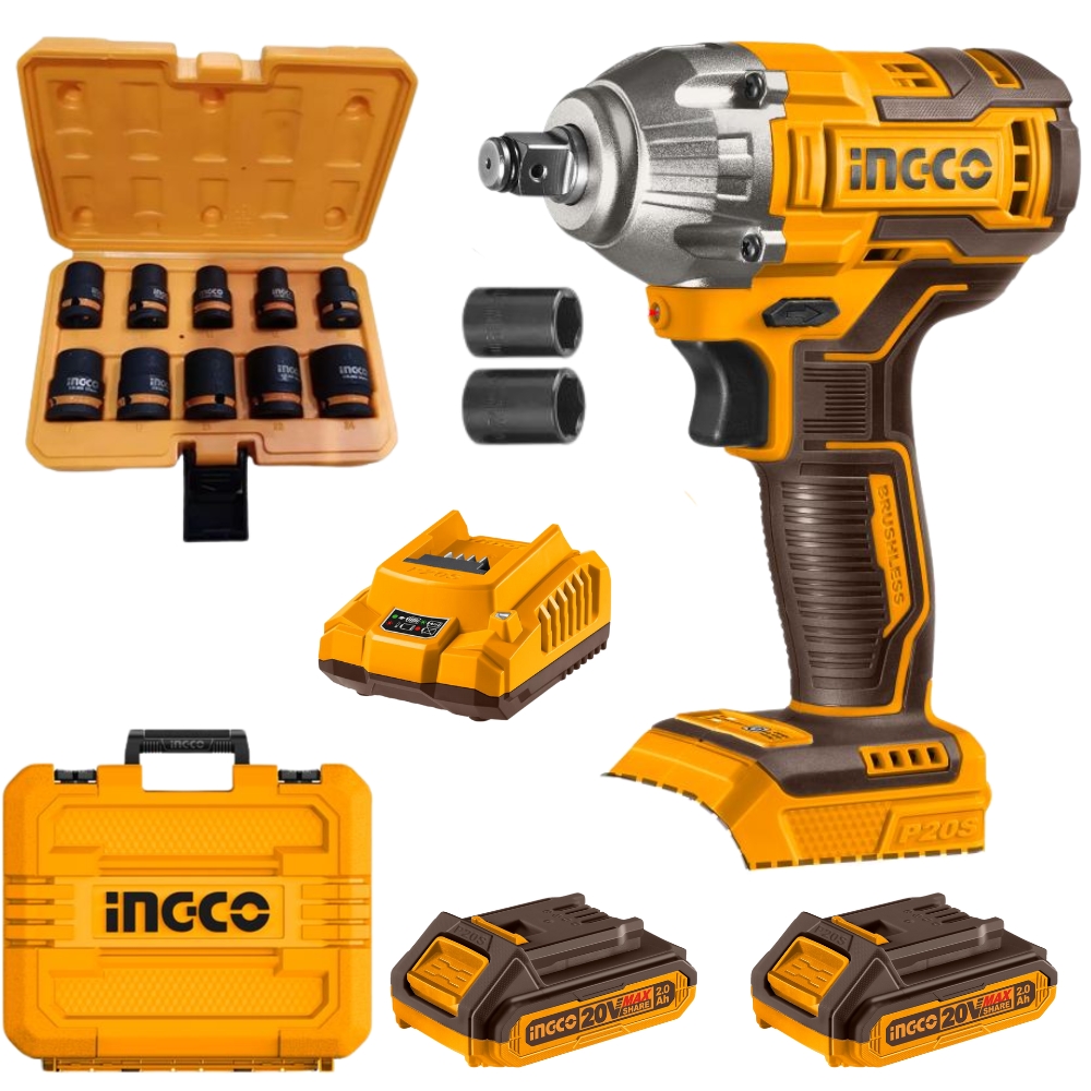 Ingco – Lithium – Ion Cordless Impact Wrench – 300NM + Impact Socket 10 Pc
