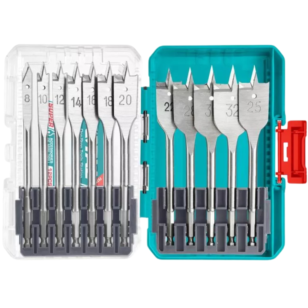 Total Tools – Flat wood Drill Bits set -12pcs