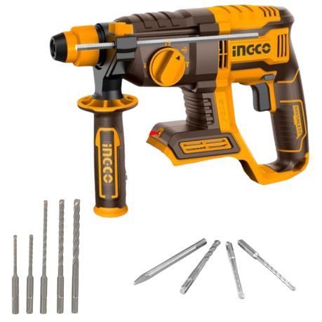 Ingco – Li-Ion Rotary Hammer (20V) – Unit Only with Force X SDS-Plus 5 Piece