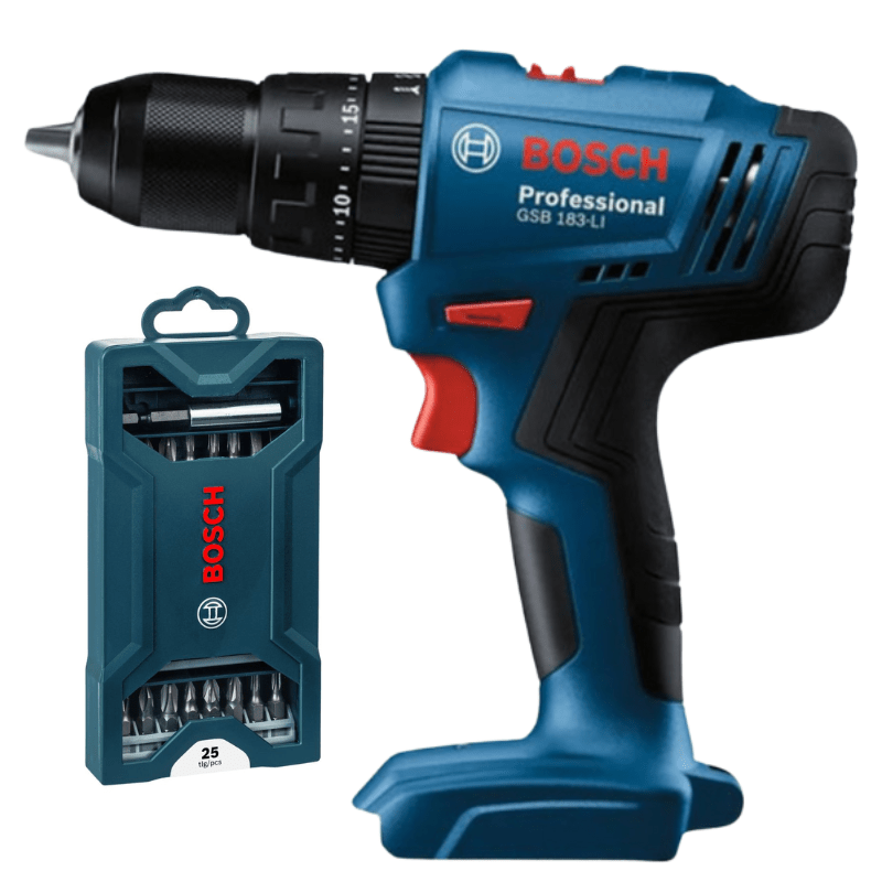 Bosch – Cordless Impact Drill (Machine Only) with 25pc Screwdriver Bit Set