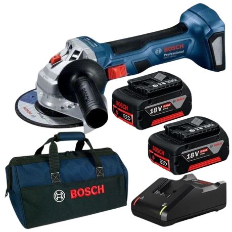 Bosch – Cordless Angle Grinder (GWS 180-LI), Charger, Batteries (4Ah) + Bag