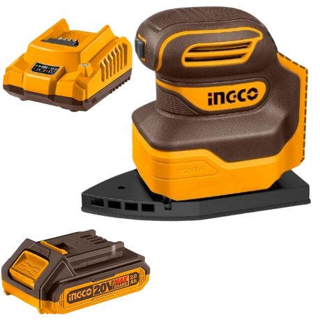 Ingco – Cordless Palm Sander with 2.0Ah Battery and Charger
