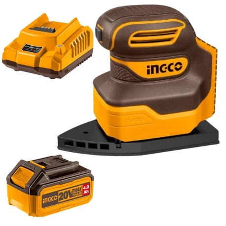 Ingco – Cordless Palm Sander with 4.0Ah Battery and Charger