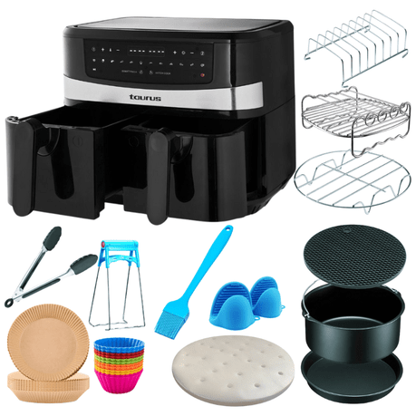 Taurus – Digital Dual Basket Air Fryer (9L) with Accessories